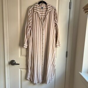 Old Navy Tan and White Stripe Dress/Cover Up